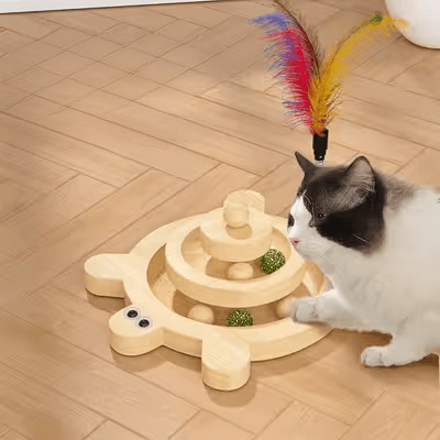 Jouet en Bois - SpinningCatToyâą - Grenouille - Parfaitementchat