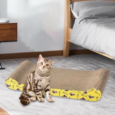 Grattoir Chat - PurrfectScratcherâą - Vague Jaune - Parfaitement Chat