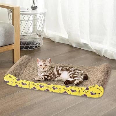 Grattoir Chat - PurrfectScratcher™ - Vague Jaune - Parfaitement Chat
